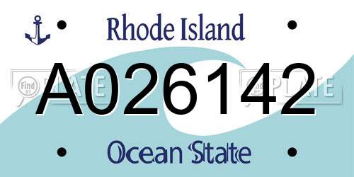 A026142 Rhode Island License Plate