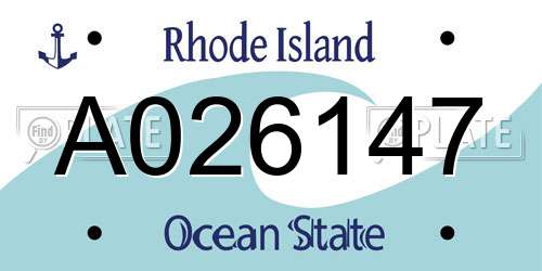 A026147 Rhode Island License Plate