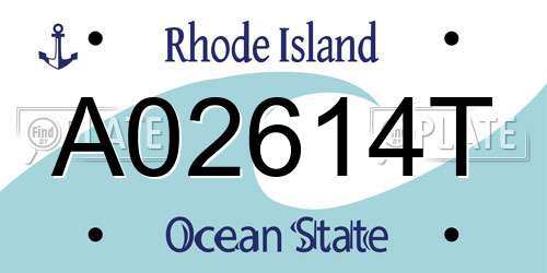 A02614T Rhode Island License Plate