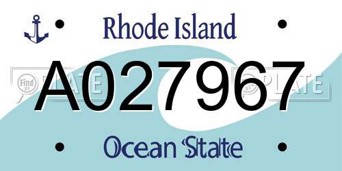A027967 Rhode Island License Plate