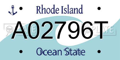 A02796T Rhode Island License Plate