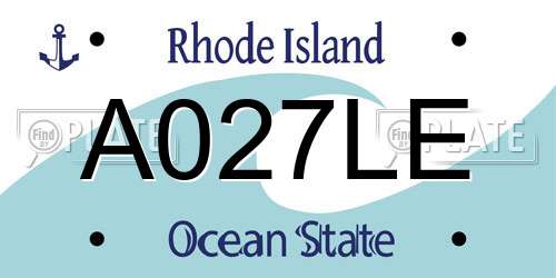 A027LE Rhode Island License Plate