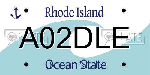 A02DLE Rhode Island License Plate