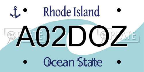 A02DOZ Rhode Island License Plate