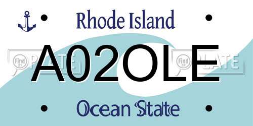 A02OLE Rhode Island License Plate