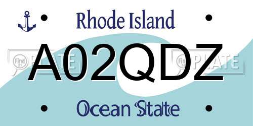 A02QDZ Rhode Island License Plate