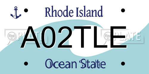 A02TLE Rhode Island License Plate