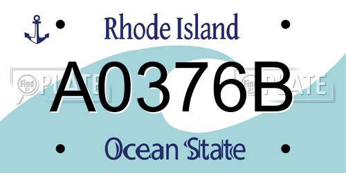 A0376B Rhode Island License Plate