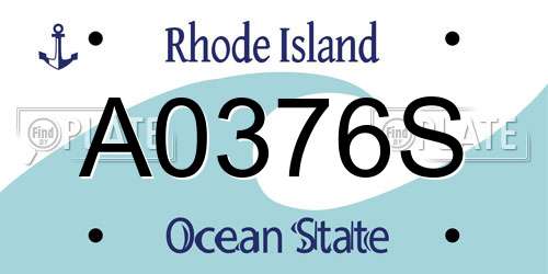 A0376S Rhode Island License Plate