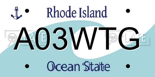 A03WTG Rhode Island License Plate