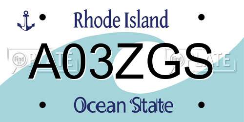 A03ZGS Rhode Island License Plate