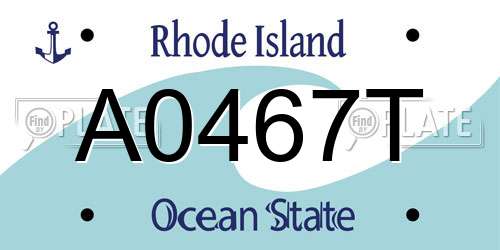 A0467T Rhode Island License Plate