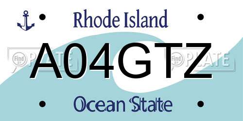 A04GTZ Rhode Island License Plate