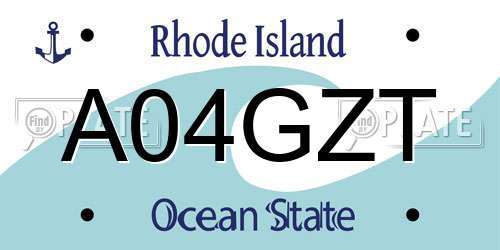 A04GZT Rhode Island License Plate