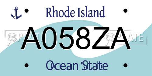 A058ZA Rhode Island License Plate
