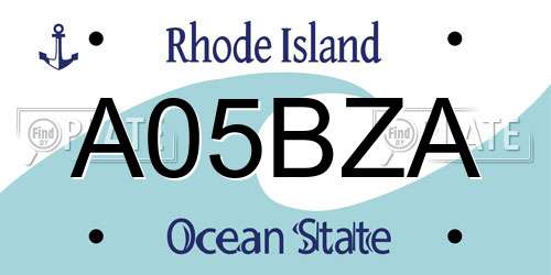 A05BZA Rhode Island License Plate