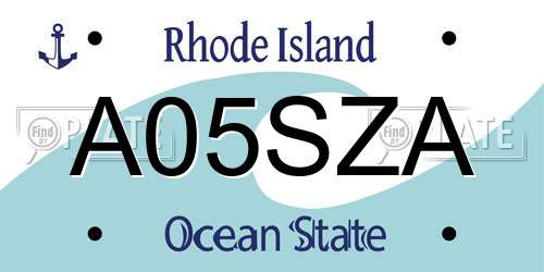 A05SZA Rhode Island License Plate