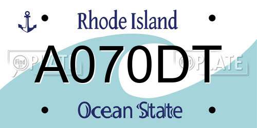 A070DT Rhode Island License Plate