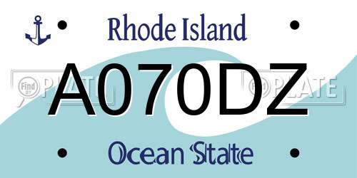 A070DZ Rhode Island License Plate