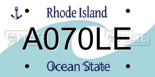 A070LE Rhode Island License Plate