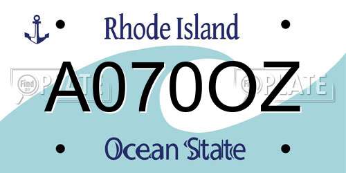 A070OZ Rhode Island License Plate