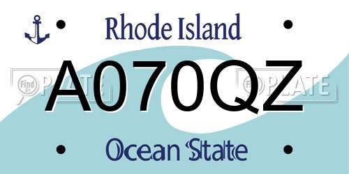 A070QZ Rhode Island License Plate