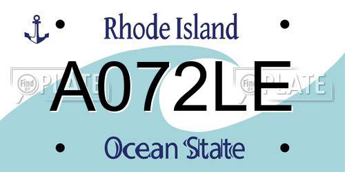 A072LE Rhode Island License Plate
