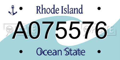 A075576 Rhode Island License Plate