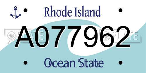 A077962 Rhode Island License Plate