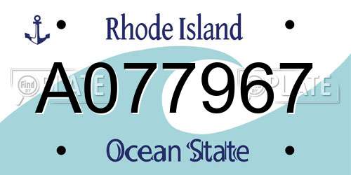A077967 Rhode Island License Plate