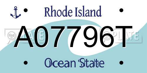 A07796T Rhode Island License Plate