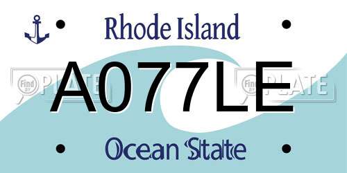 A077LE Rhode Island License Plate