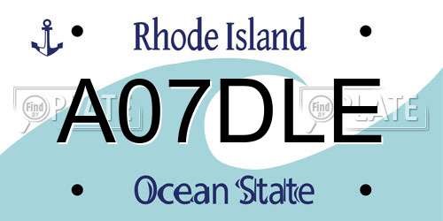 A07DLE Rhode Island License Plate
