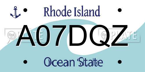 A07DQZ Rhode Island License Plate