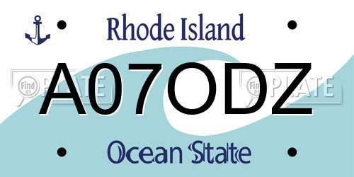 A07ODZ Rhode Island License Plate
