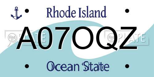 A07OQZ Rhode Island License Plate