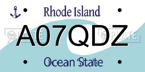 A07QDZ Rhode Island License Plate