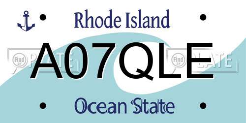 A07QLE Rhode Island License Plate