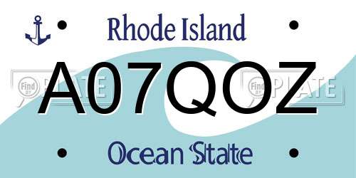 A07QOZ Rhode Island License Plate