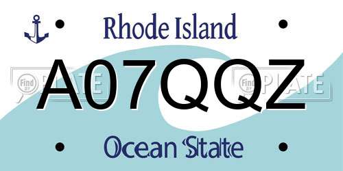 A07QQZ Rhode Island License Plate