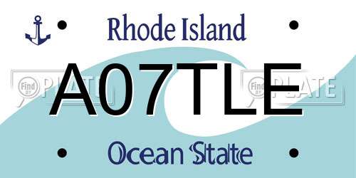 A07TLE Rhode Island License Plate