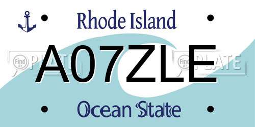 A07ZLE Rhode Island License Plate