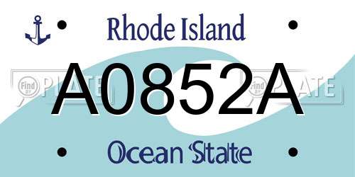 A0852A Rhode Island License Plate