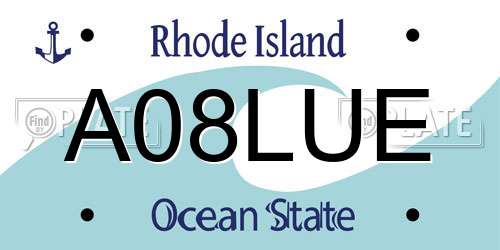 A08LUE Rhode Island License Plate