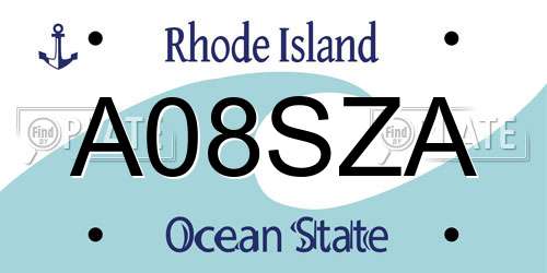 A08SZA Rhode Island License Plate