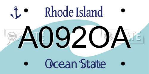 A092OA Rhode Island License Plate