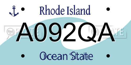 A092QA Rhode Island License Plate