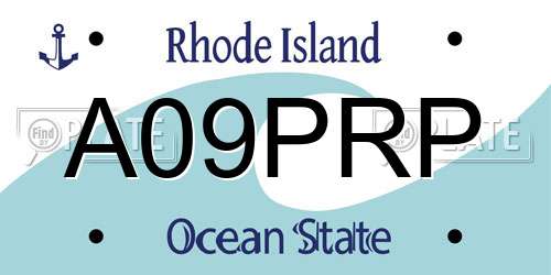 A09PRP Rhode Island License Plate
