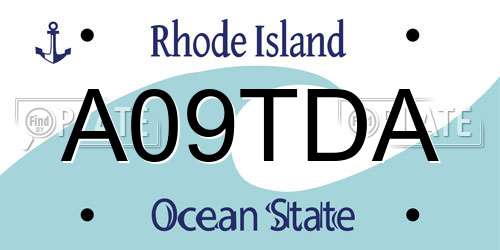 A09TDA Rhode Island License Plate