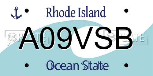 A09VSB Rhode Island License Plate